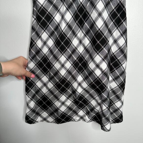 Forever 21 Women's Black and White Plaid Cami Lace Mini Dress Size Small - Picture 3 of 7